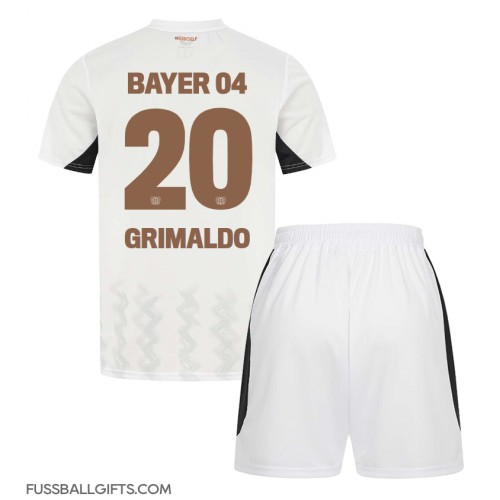 Bayer Leverkusen Alejandro Grimaldo #20 Fußballbekleidung Auswärtstrikot Kinder 2024-25 Kurzarm (+ kurze hosen)